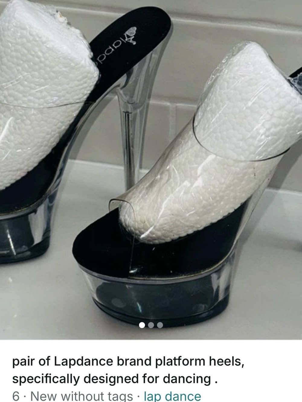 Silver heeled Platform with Clear PVC Straps ***1 time wear***